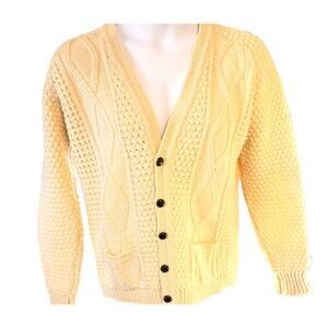 Clady Knit Hand Weaved Knit Womens Fisherman Cardigan Size L Vintage Casual